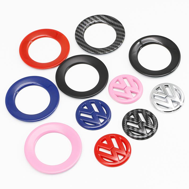 ABS Carbon Fiber Pattern Car Logo Steering Wheel Decoration Sticker Accessories For VW R Gti Line Passat Golf 5 6 Polo Scirocco zw0