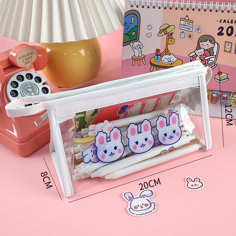Students Stationery Pencil Bag Large Capacity Simple Transparent Pen Pouch for Girls Children Student Supplies