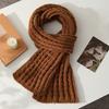 172x20cm Winter Scarf, Solid Color Thick Knitted Wool Scarf for Women, Warm Fleece Neck Warmer Snood
