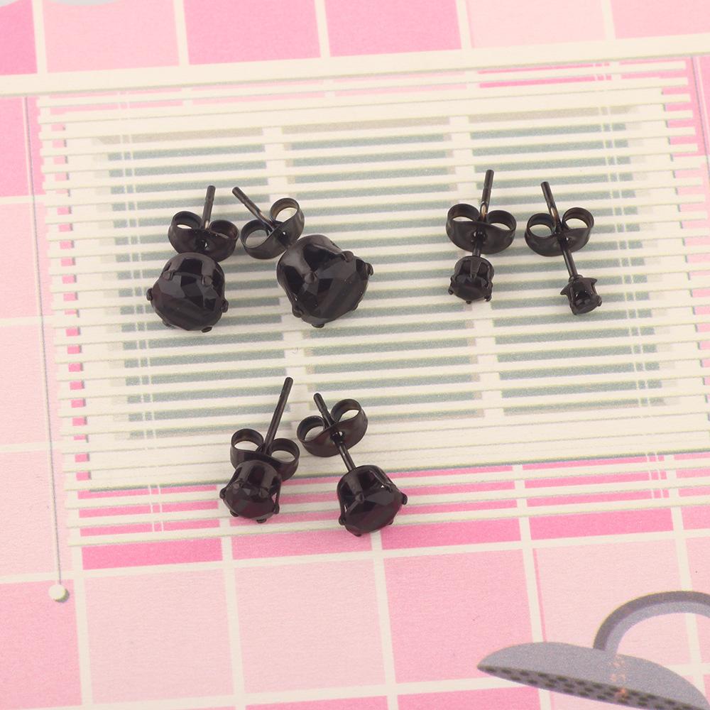 Лидер продаж, ювелирные изделия для тела, круглые серьги-гвоздики из нержавеющей стали с кристаллами, серебряные/черные модные серьги 3/4/5/6/7/8 мм для женщин и мужчин, подарок