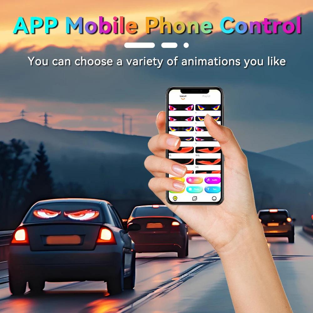 Truck Car Devil Eye LED Pixel Panel Light Remote Control Soft Foldable Lighting Scrolling For Board Windshield 12V 24V