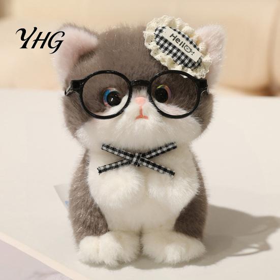 Soft Fabric Bag Decor Cute Plush Kitten Pendant with Glasses And Tie, Stuffed Animal Ornament for Keys Keychain Backpacks Keys, Decorative Hanging