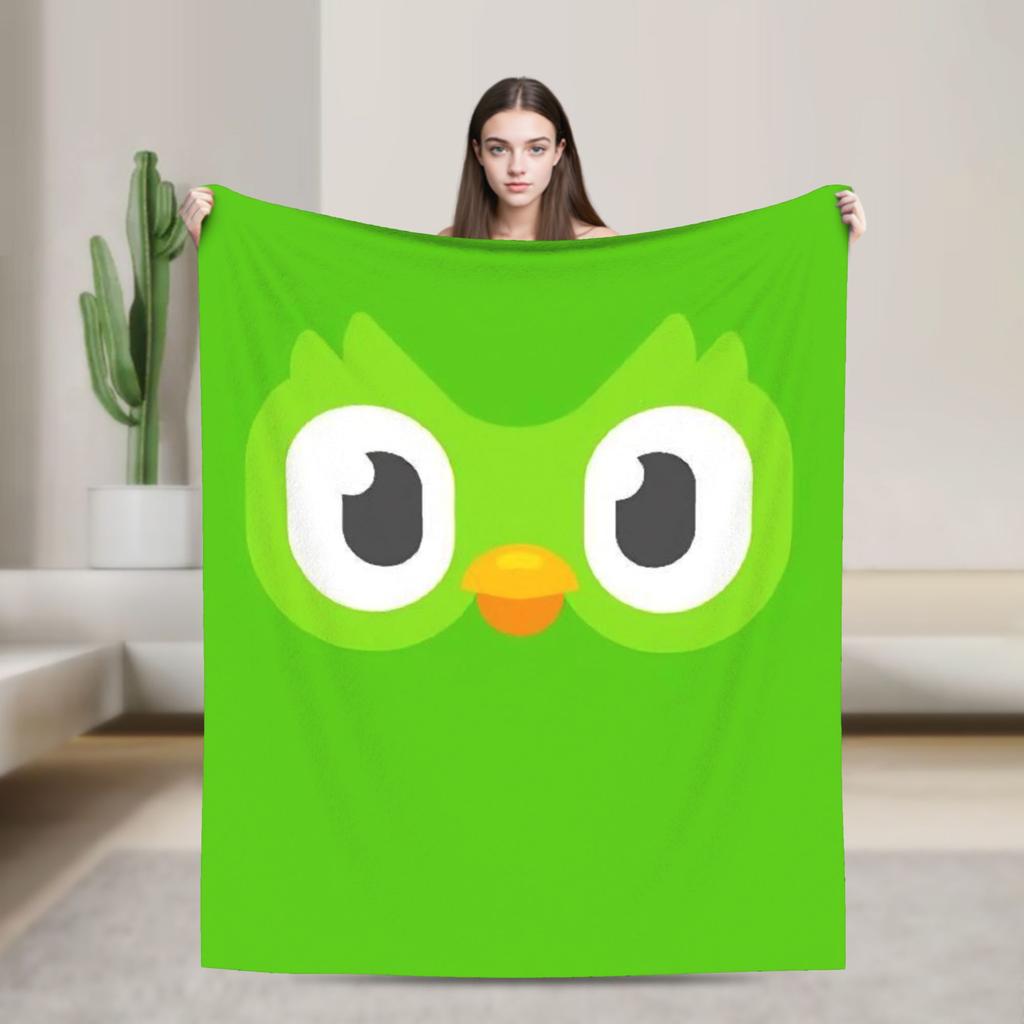 Duolingos Owl Duo Flannel Blanket  Soft Warm Bedding Throws for Couch Bed Camping Comfortable Bedspread Sofa Bed Cover
