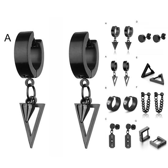 1 шт. мужские серьги-гвоздики однотонные в стиле панк разных форм в готическом стиле