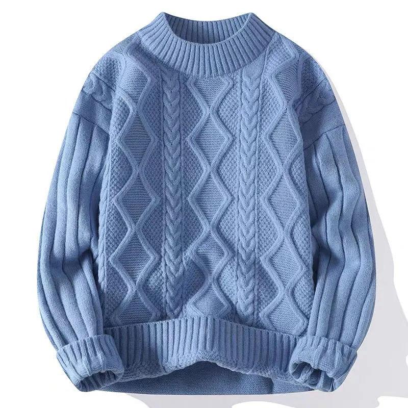 Утолщенный свитер, женский осенне-зимний теплый удобный мягкий пуловер с круглым вырезом, однотонные вязаные топы