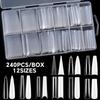 240 шт./кор. накладные ногти квадратные прямые очень длинные полупокрытые ногти прозрачные/натуральные акриловые накладные ногти для наращивания маникюрный салон