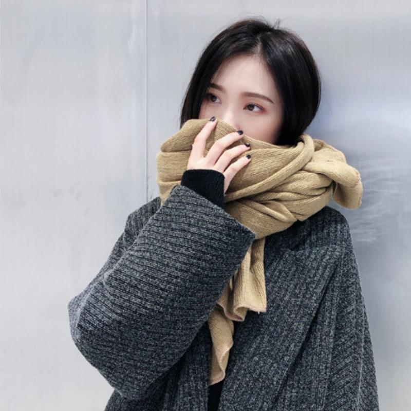Women's Solid Color Thick Warm Student Couple Scarf New Autumn Winter Female Imitation Cashmere Versatile Scarfs