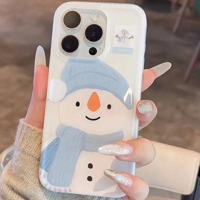 INS Стиль Осень Зима Мультяшный Снеговик Чехол для Телефона Для iPhone 17 Air 16 15 14 13 12 11 Pro Max Mini 78 Plus Y2K Противоударный Чехол