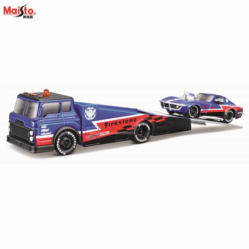 AAAOO1 Maisto 1:64 FLATBED/1988 BMW M3 E30 1965 FORD MUSTANG elite transport Die-casting car model collection gift toy