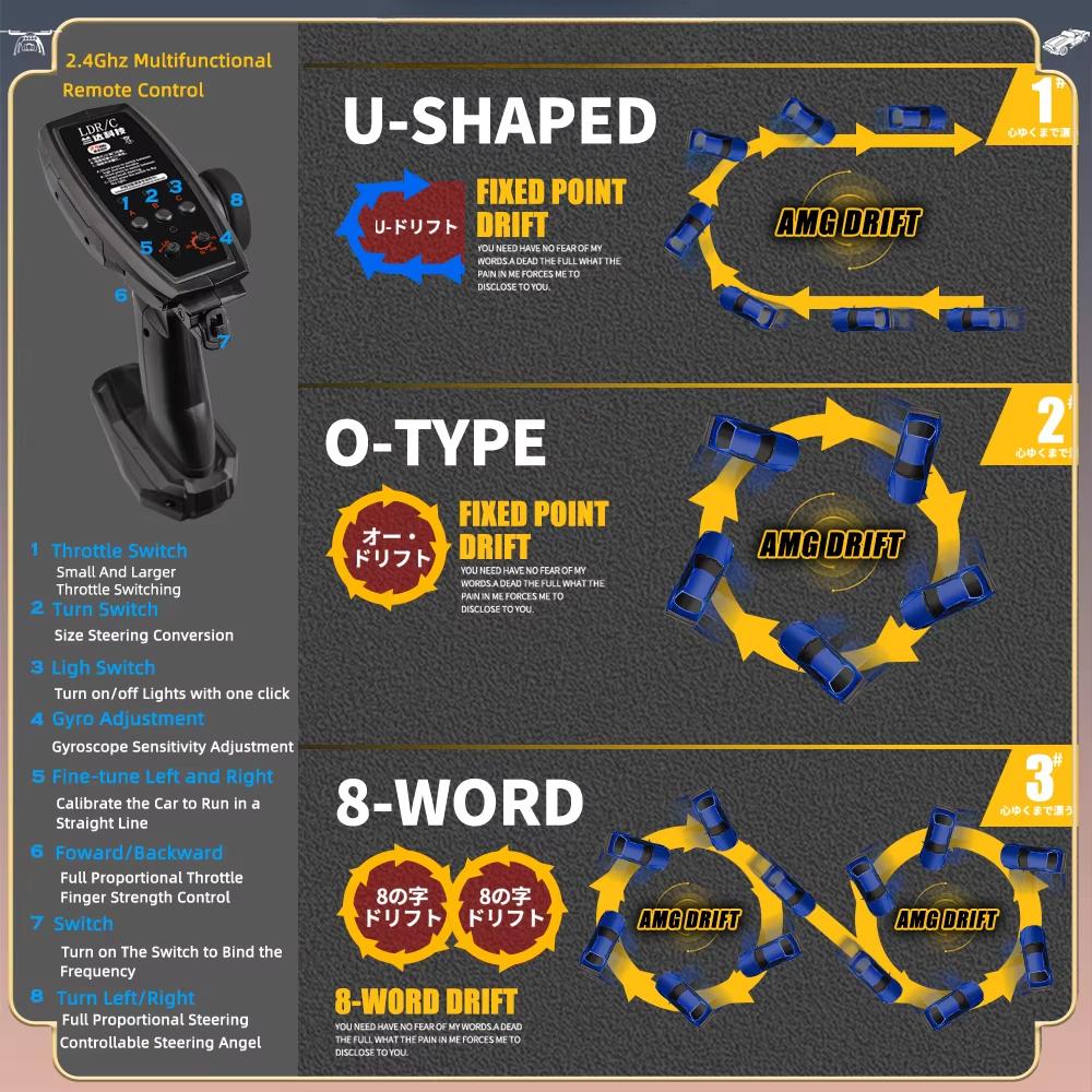 2024 New 2.4GHz 1/18 GTR R34 RC Metal High Speed Drift Car with Gyroscope Highway Alloy Racing Remote Control Racing Car Kids Toy Gift