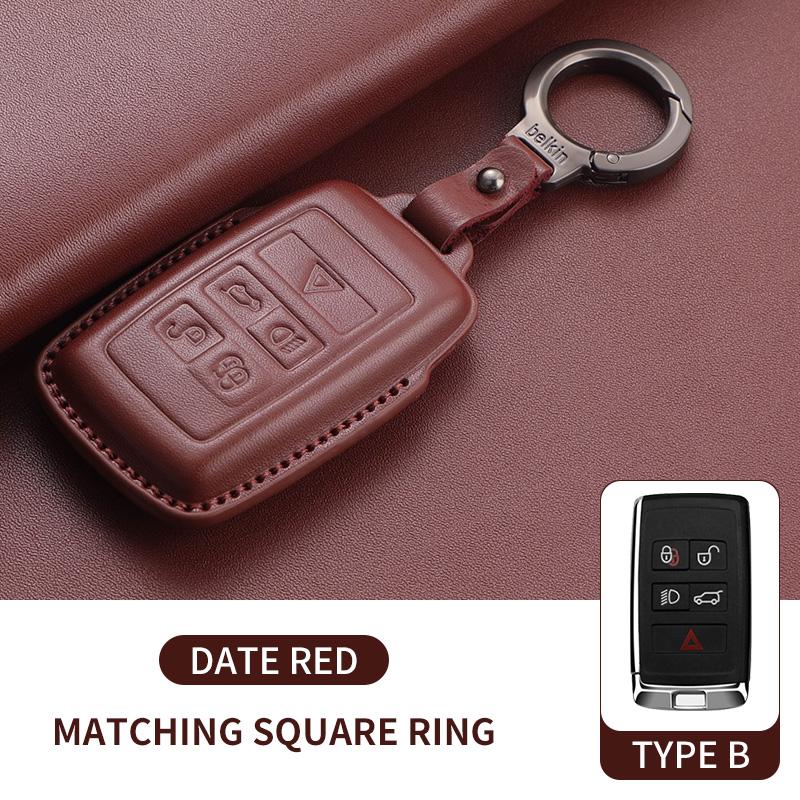 Leather Car Remote Key Case For Land Rover Range Rover Sport Evoque Freelander Velar Discovery 4 Auto Key Shell Fob Keychain