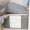 1-3PC Large Capacity Foldable Quilt Organizer Bag Dustproof Non Woven Storage Container for Clothes Blankets Wardrobe Closet