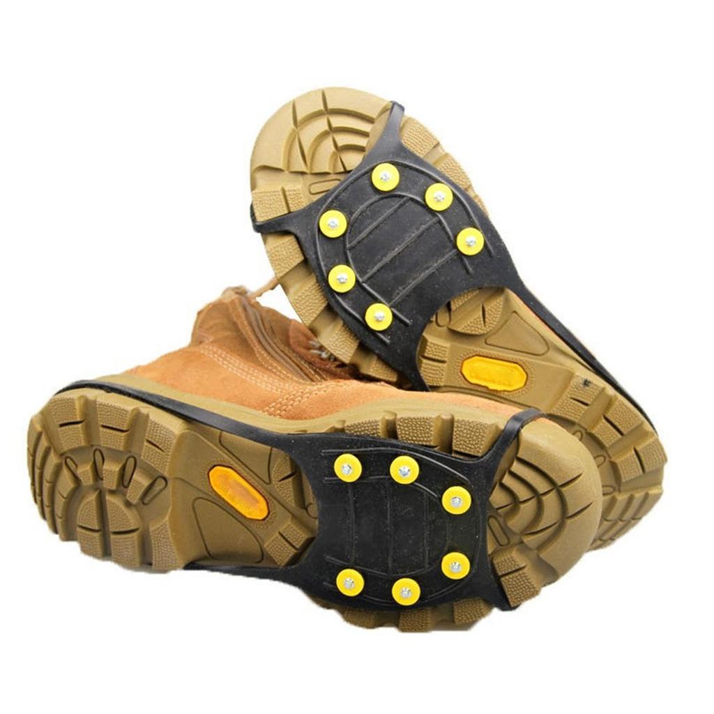 Снегоступы для льда, резиновые шипы, скользящие кошки с 10 шипами, эластичная обувь