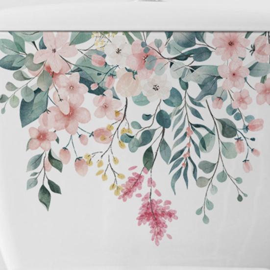 Toilet Sticker Green Leaf Floral Stickers Removable Waterproof Wall Decals Home Bathroom Decorations