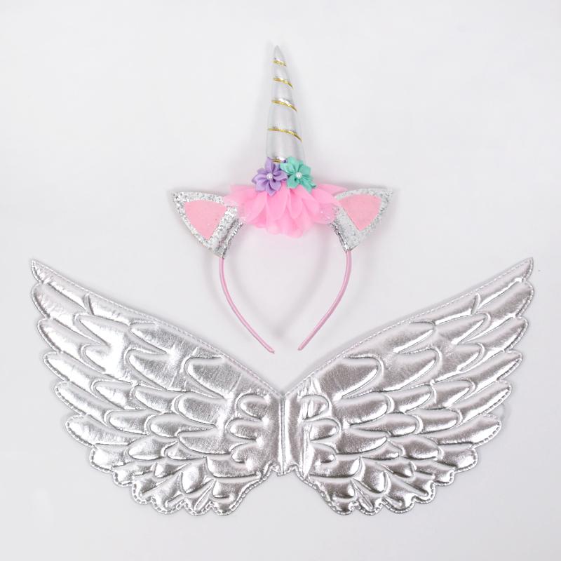 Радужный единорог, крылья ангела, повязка на голову для девочек, тематика единорога, украшения для дня рождения, детский подарок, реквизит для косплея феи