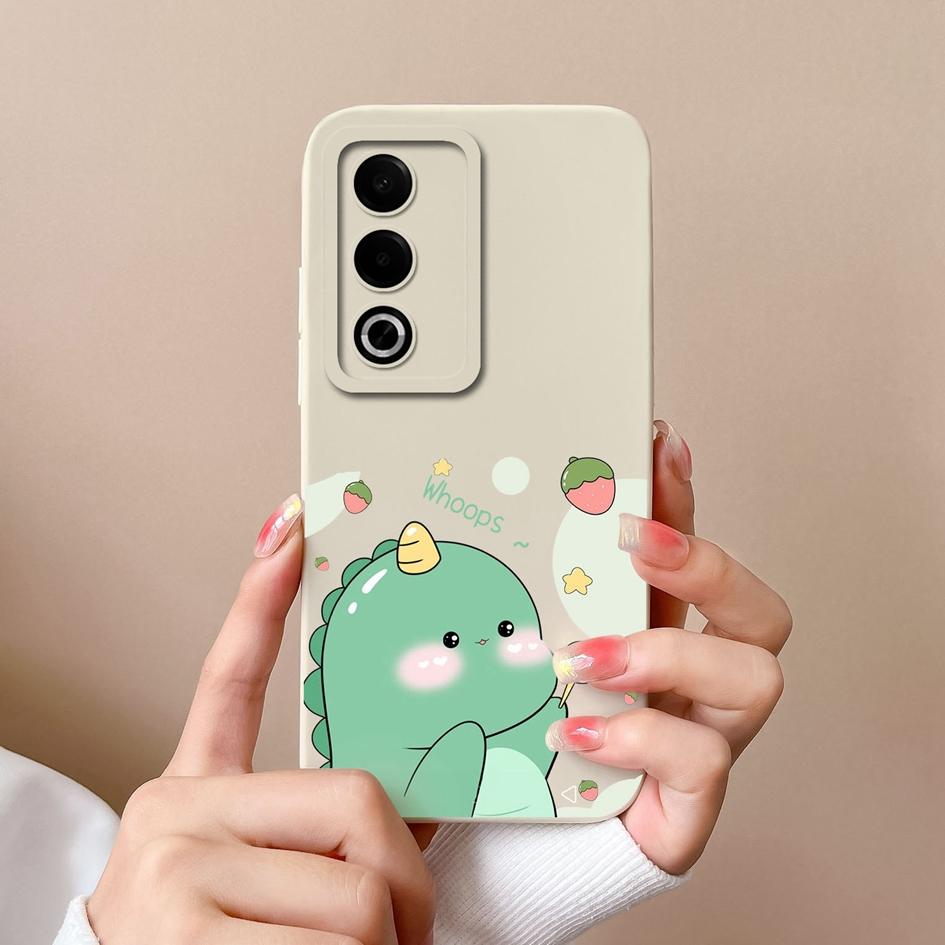Cases For OPPO Realme 12 13 Pro Plus P1 Pro Cute Dinosaur Pattern Screen Protector Soft Liquid Silicone Protective For OPPO Back Covers Anti Slip Capa