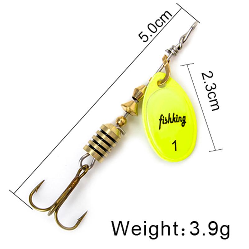 FISH KING Spinner Bait 3,9 г, 4,6 г, 7,4 г, 10,8 г, 15 г, приманки для ложки, металлические приманки для щуки с тройными крючками, искусственная приманка для окуня, рыболовная приманка