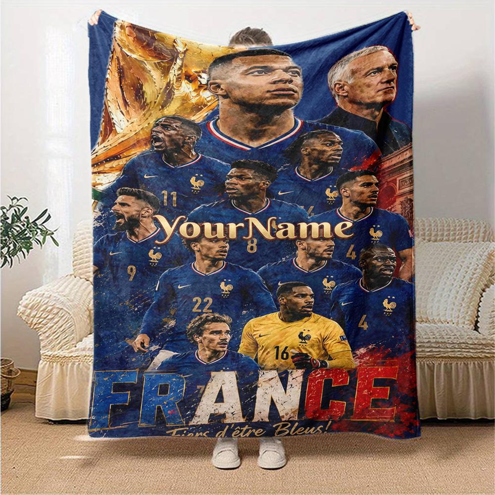 Mbappe Personalized Name Blanket Throw Personalized Blanket Ultra-Soft Perfect for Seaside Chair Picnics Nap Ideal for All Seasons