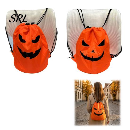 Reinforced Stitching Gift Carrier LED Drawstring Pumpkin Backpack for Kids, Halloween Light Up Candy Bag with Durable Polyester Holder String
