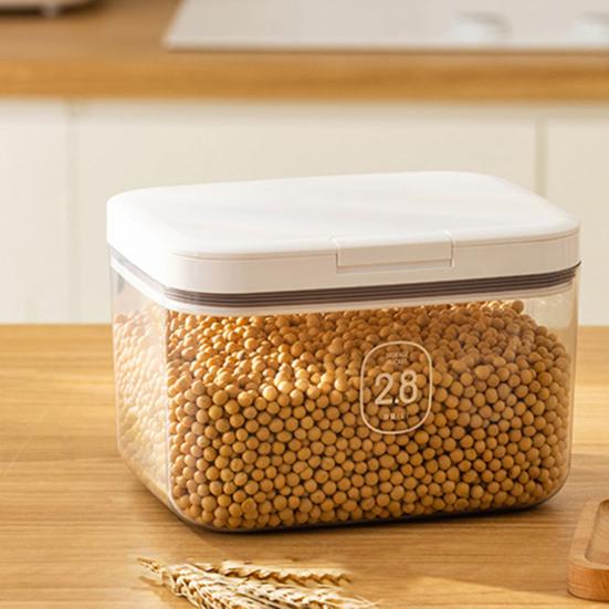 Кухонный герметичный ящик для хранения Пресс-типа Автоматическое запечатывание Прозрачный толстый герметичный пыленепроницаемый влагостойкий контейнер для рисовых круп