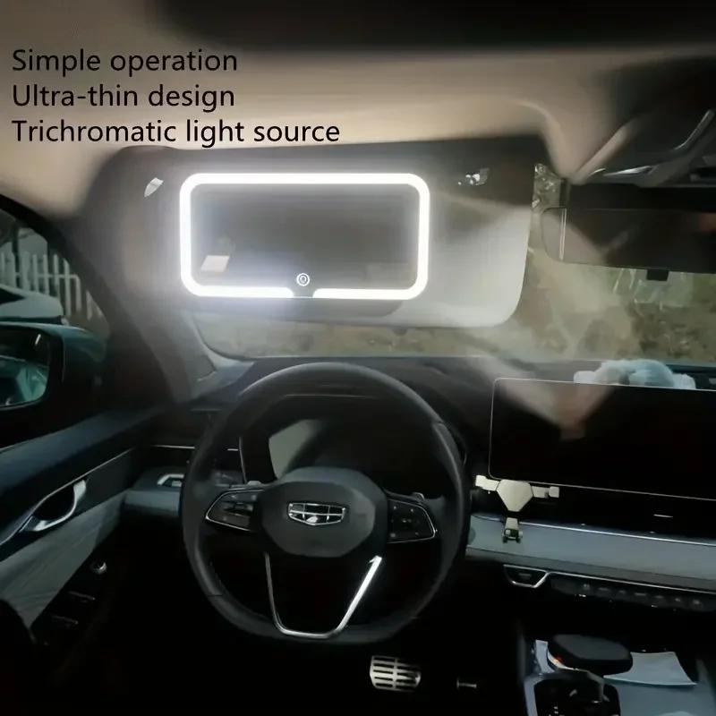 Car Sun Visor Vanity Mirror Big 3 Light Modes Rechargeable Car Makeup Mirror Touch Control Car Light Up Mirror Universal