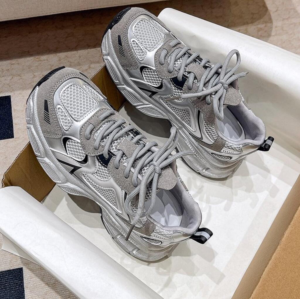 Мода 2024 года, женские роскошные кроссовки на толстой подошве, модная повседневная обувь, кроссовки, женские сетчатые дышащие кроссовки на толстой подошве для тенниса, вулканизированные туфли