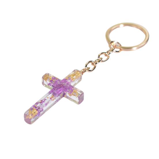 Брелок ручной работы из сушеных цветов, подвеска из смолы, многоцелевой сверкающий сувенир, подарки, брелок с крестом, сумка, орнамент для женщин и мужчин, ювелирные изделия, мода