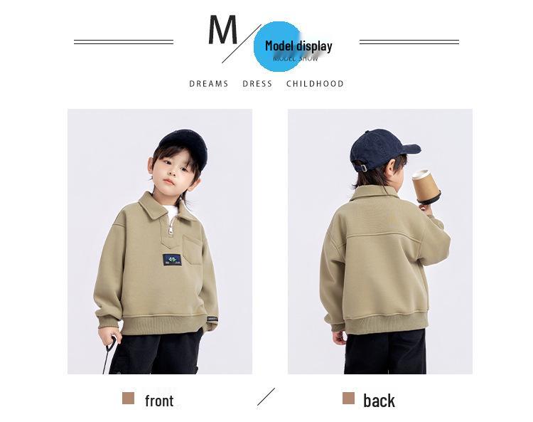 Boys' Turn-Down Collar Sweatshirt - 2025 Spring/Autumn Fashion, Long-Sleeved Pullover for Children