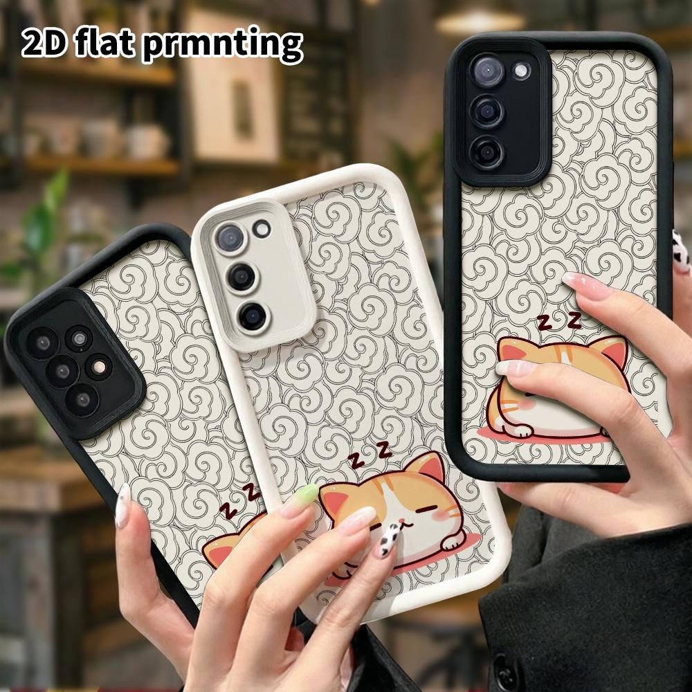 Чехол для телефона: 2D плоский защитный чехол для Samsung Galaxy A34 A35 M05 M06 S20 S22 S21 FE Plus 5G, Спящий оранжевый кот, Рождественские и Хэллоуинские подарки