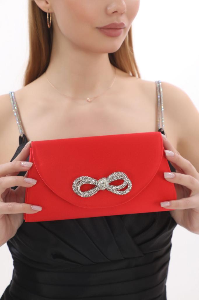 Women's Evening Dress Bag with Stone and Magnetic Cover, Can Be Used In Hand and with Shoulder Strap