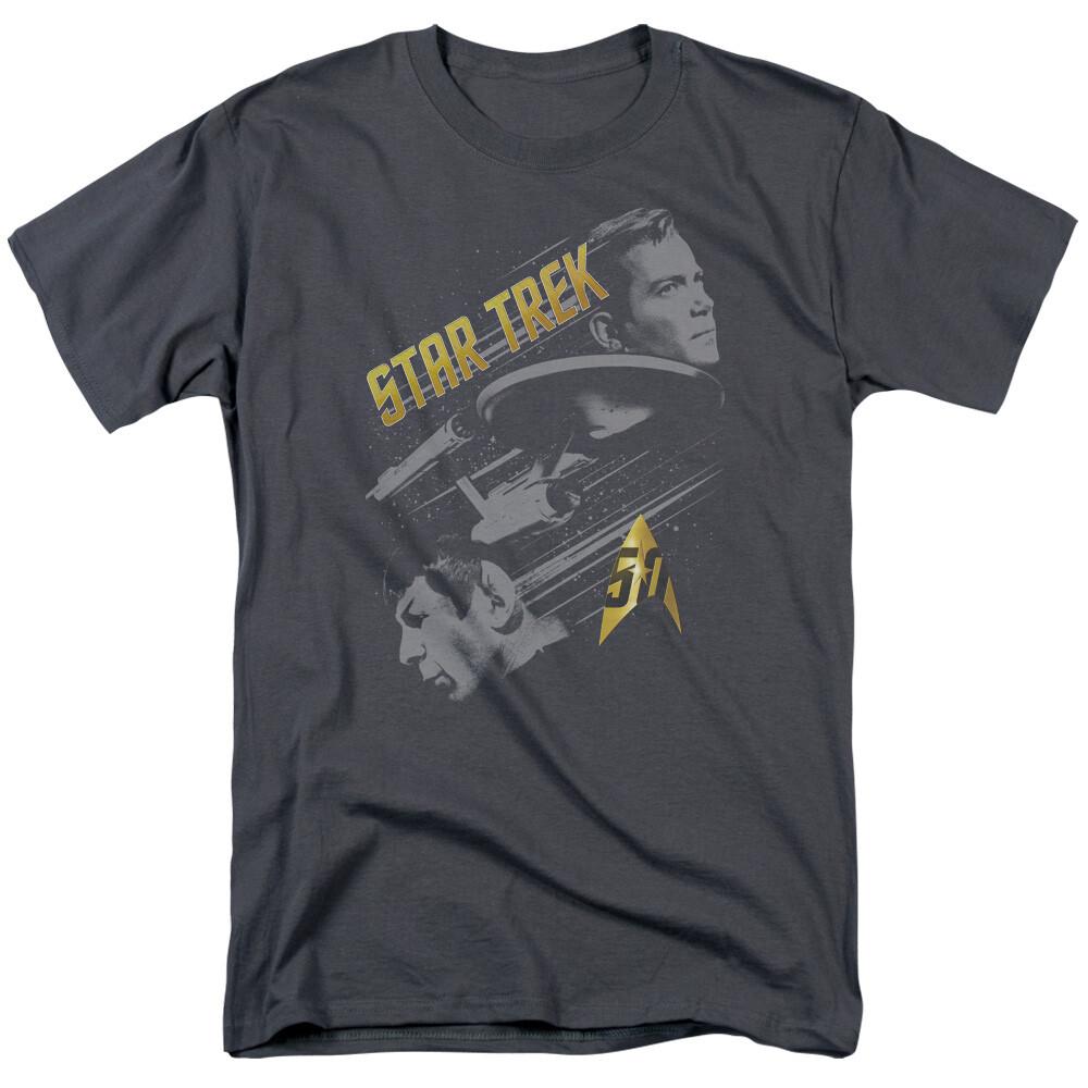 Star Trek 50 Year Frontier T-shirt Licensed SciFi TV Classic Tee New Charcoal
