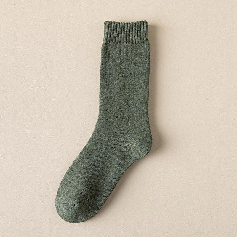 Мужские деловые носки для экипажа, однотонные мужские зимние утепленные носки, хлопковые спортивные носки с высокой трубкой