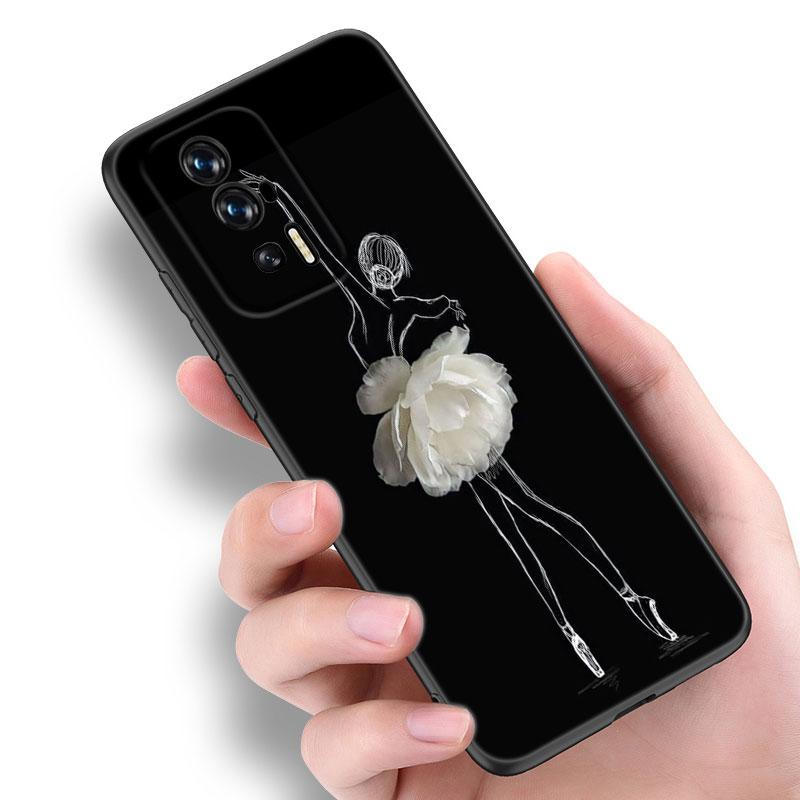 Черный силиконовый чехол для телефона с балериной для Xiaomi Redmi 7A 8A 9A 10A 11A 9C 10C 12C 13C 11 Prime A1 A2 Plus 12 4G Note 9T 12R