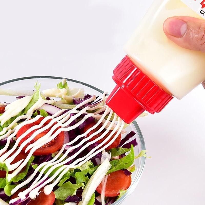 5 Hole Plastic Squeeze Bottle Condiment Dispenser Ketchup Mustard Salad Sauce