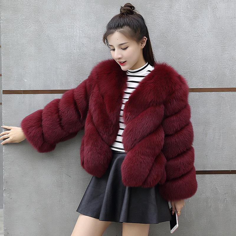 Autumn and Winter New Faux Fox Fur Coat Women's Regular Korean Fit Slim Large Fur Coat