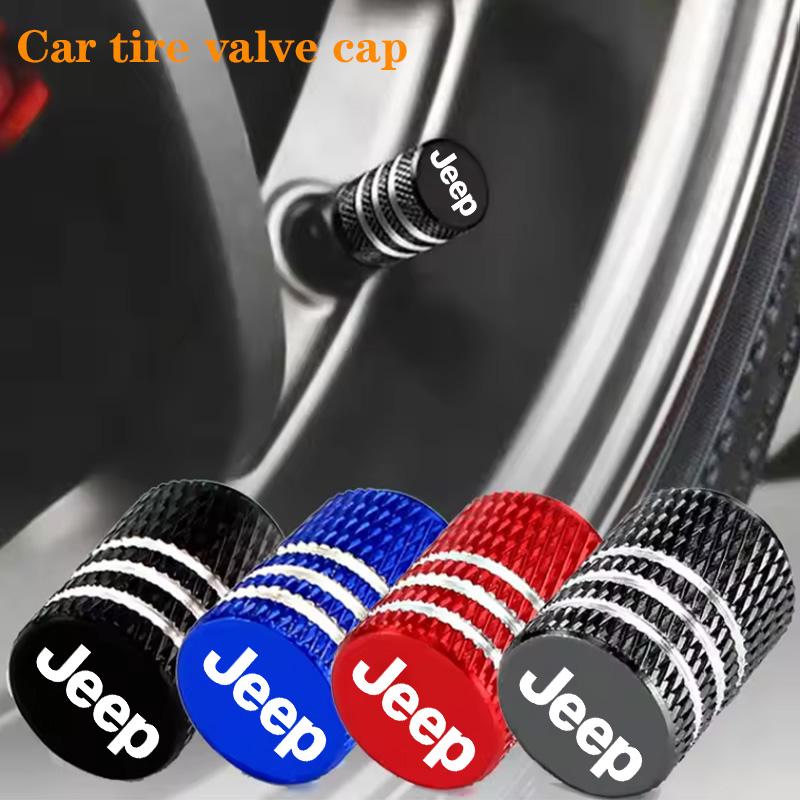 Car Knurling Style Tire Valve Cap Aluminum Tire Valve Stems Cap Sticker For Jeep Renegade Wrangler Cherokee Compass Accessories ALW1