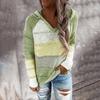 Women Fashion Tops Casual Patchwork V-Neck Long Sleeves Hooded Sweater Blouse Nap