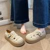 Two Women Wearing Bag Head Sandals Summer New Thick-soled Muffin Lazy Woman with One Foot Pedal Hole