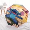 Disney Stitch,Butterflies Automatic Opening and Closing Umbrella - Suitable for all occasion and business umbrella, unisex portable tri-fold