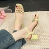 Square Head Thick Heel Outer Wear Internet Celebrity Word Belt Fashion High Heel Sandals Niche Skirt Versatile 2025 Summer and Autumn New