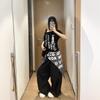 Vintage Strap-on Pleated Paratrooper Pants Women's Summer Design Loose Wide-leg Pants Dancing Pants