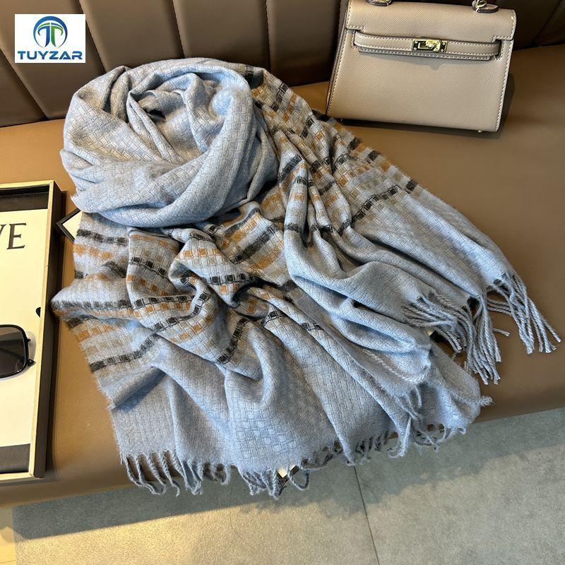 2024 Autumn And Winter New Thickened And Extended Cashmere Scarf Versatile Women'S Warm Neck Protection Scarf Double Sided Scarf Shawl