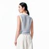 VEROMODA Lapel Contrast Vertical Stripe Knitted Vest