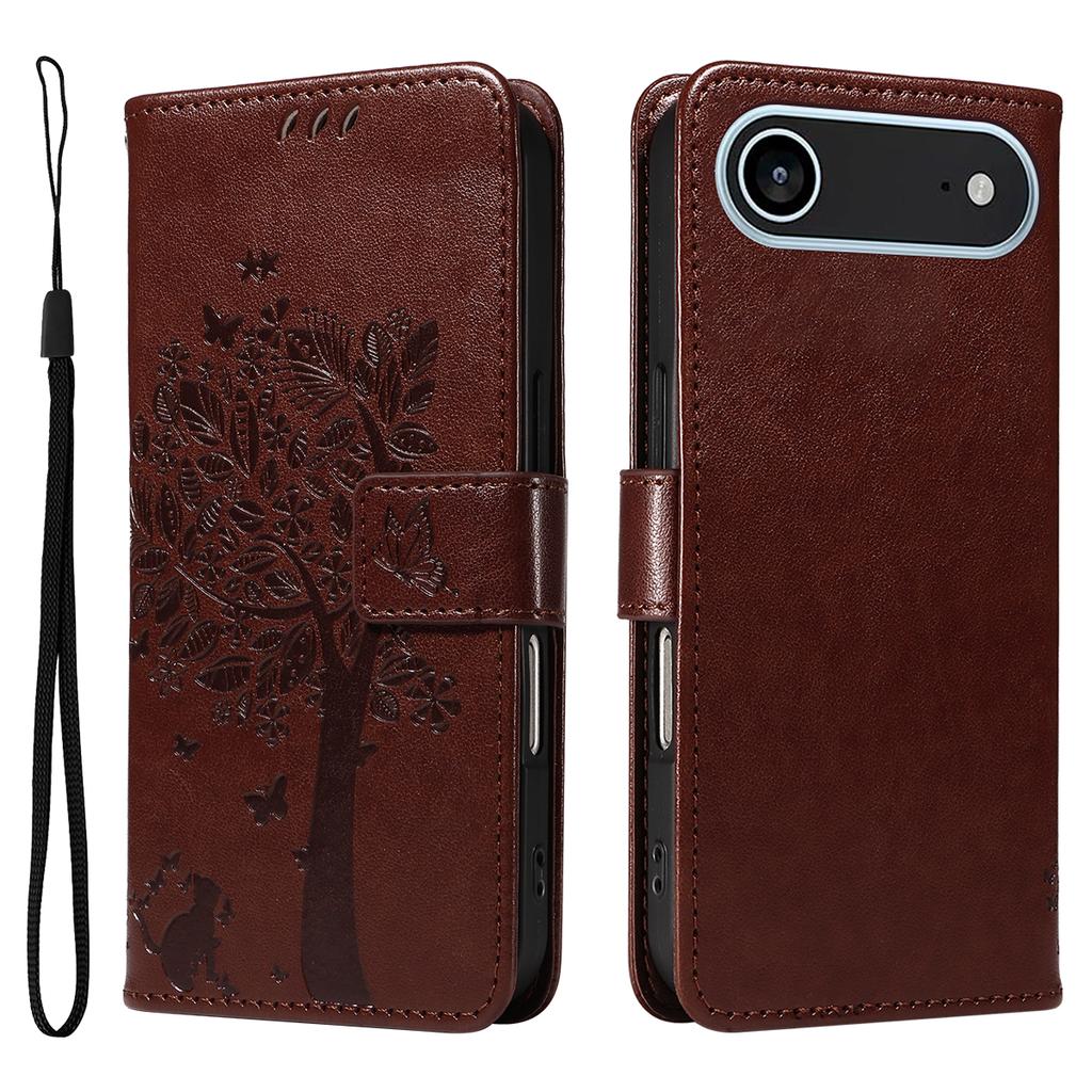 For iPhone 17 Air Phone Case with Stand Cat Tree Pattern Leather Wallet Mobile Cover