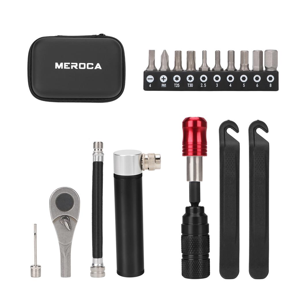 Комплект для ремонта велосипеда, набор инструментов для велосипеда, портативный набор ключей с храповым механизмом, лопаткой для снятия шин и многофункциональным инструментом