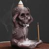 62KD Waterfalls Effect Ceramics Skull Backflow Incenses Burners Home Decorative Craft for Meditations and Home Ambiances