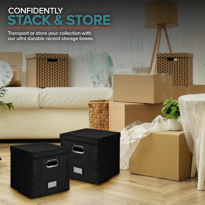 Виниловая коробка для хранения пластинок Органайзер для хранения альбомов Ящик для пластинок Тканевый шкаф-органайзер для хранения LP-альбомов Чехол с крышкой и ручкой