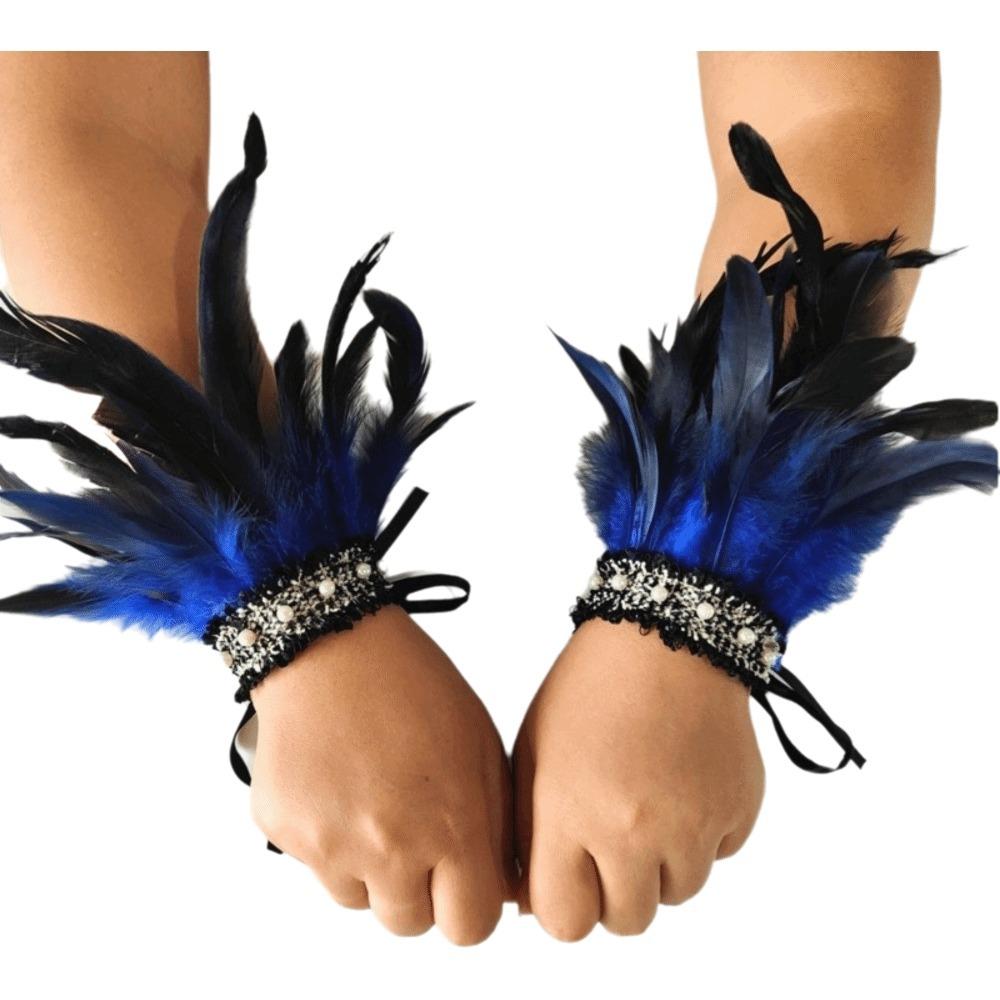 Pearl Feather Wrist Cuffs Lace Wristband Elegant Halloween Arm Cuff  Cosplay