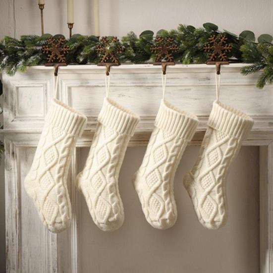 Рождественский мешок конфет Вязаный узор ромба Подарочный пакет большой емкости Декоративные носки Висячие чулки Рождественские елочные украшения Рождественские украшения Опора