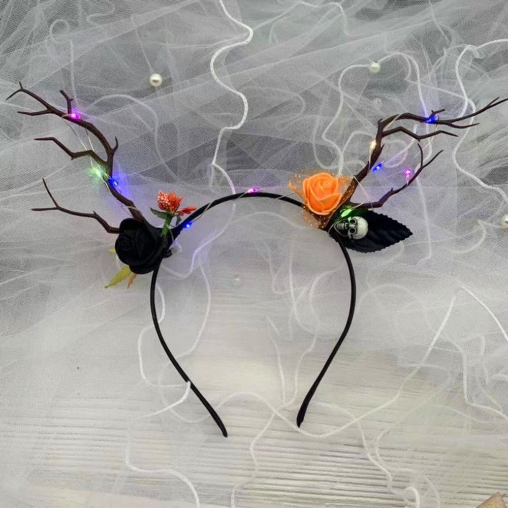 LED Fairy Deer Ear Headband Elk Ears Kids Head Wear Halloween Glowing Antler Hair Hoop  Photo Props